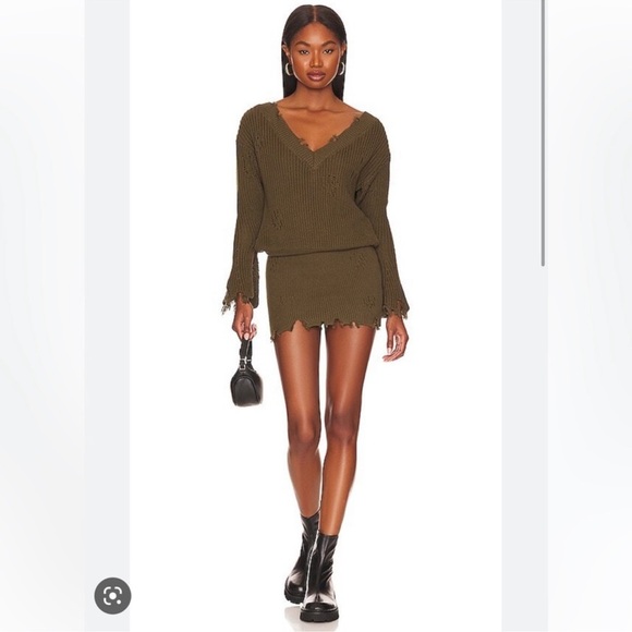 SER.O.YA Maude Sweater Dress Size XS NWT - Olive - Picture 1 of 6